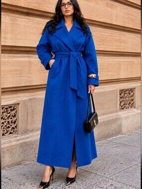 Camille Cobalt Blue Trench Belted Wrap  Coat By Fashion Nova